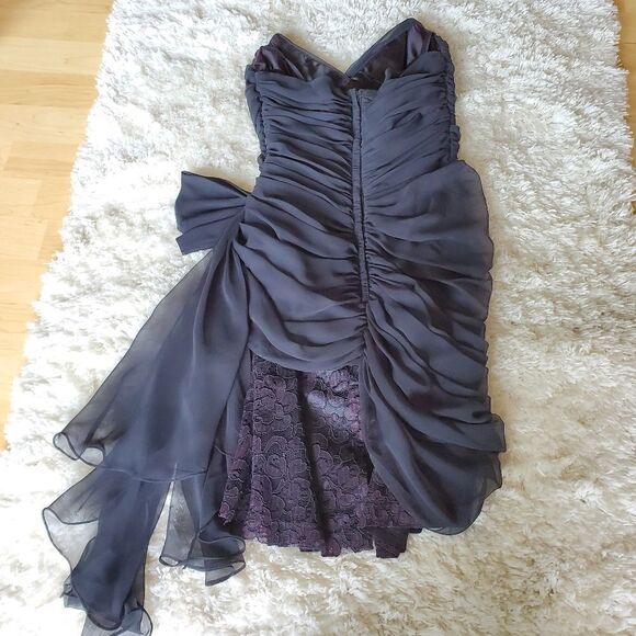 Vintage Tadashi Black Mini Dress Size 4 Strapless Y2K  Coquette Prom - Picture 13 of 14
